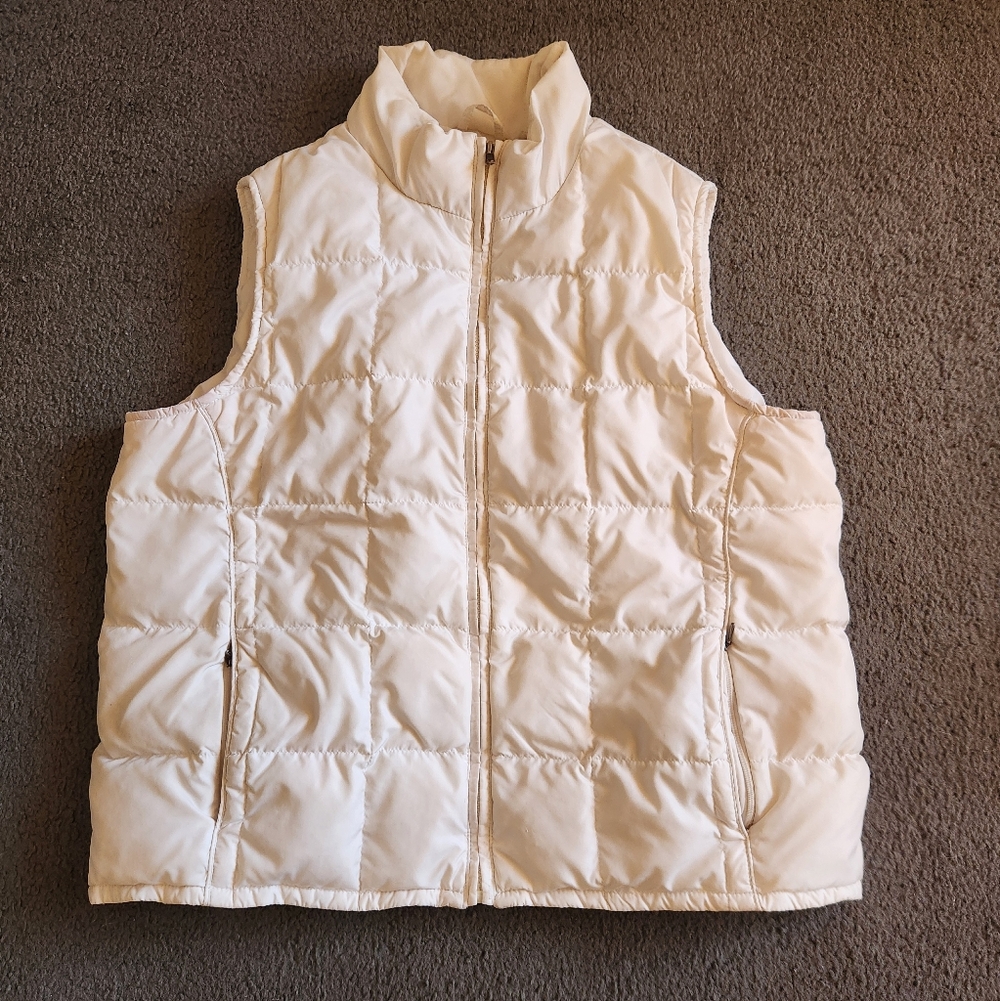 EDDIE BAUER Women's Puffer Vest Extra Large White Goose Down Lightweight